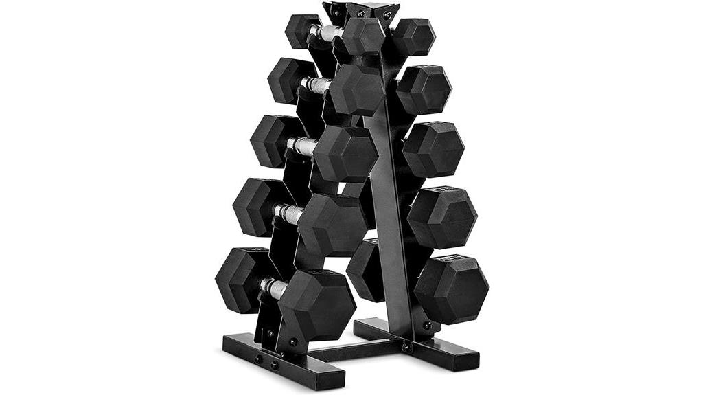 dumbbell set with rack