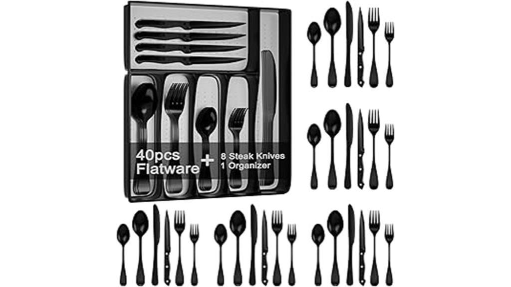 elegant black silverware set