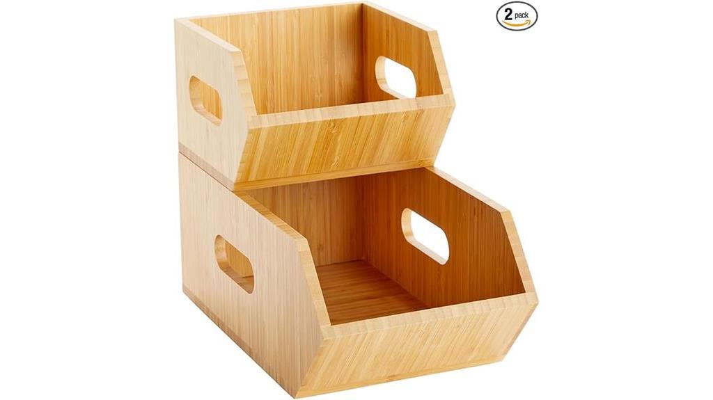 bamboo storage bins set