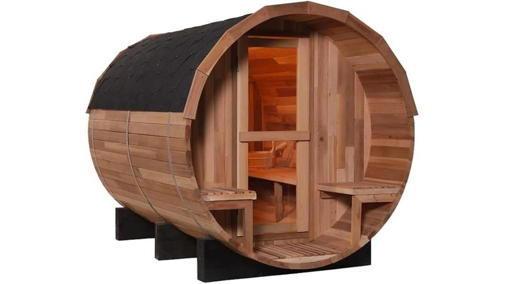 barrel steam sauna outdoors