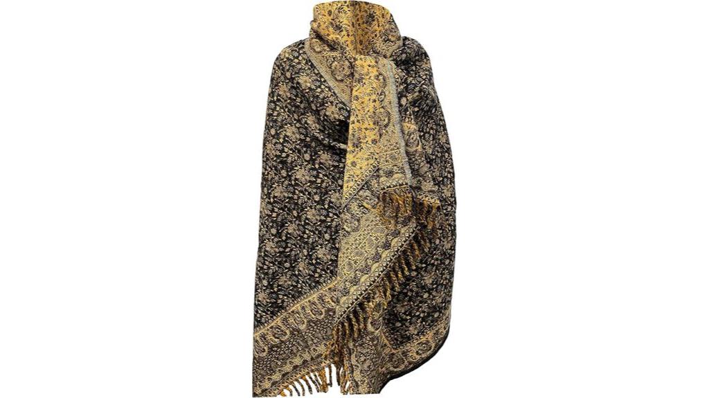 high end black and yellow shawl