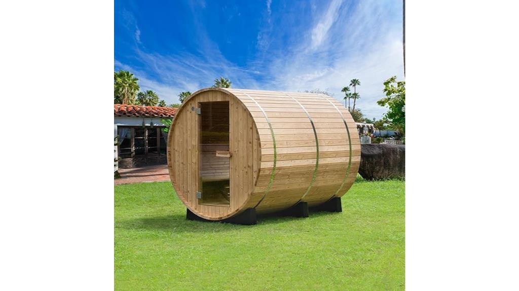 luxury outdoor barrel sauna