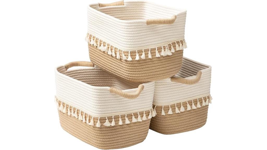 woven cotton rope baskets