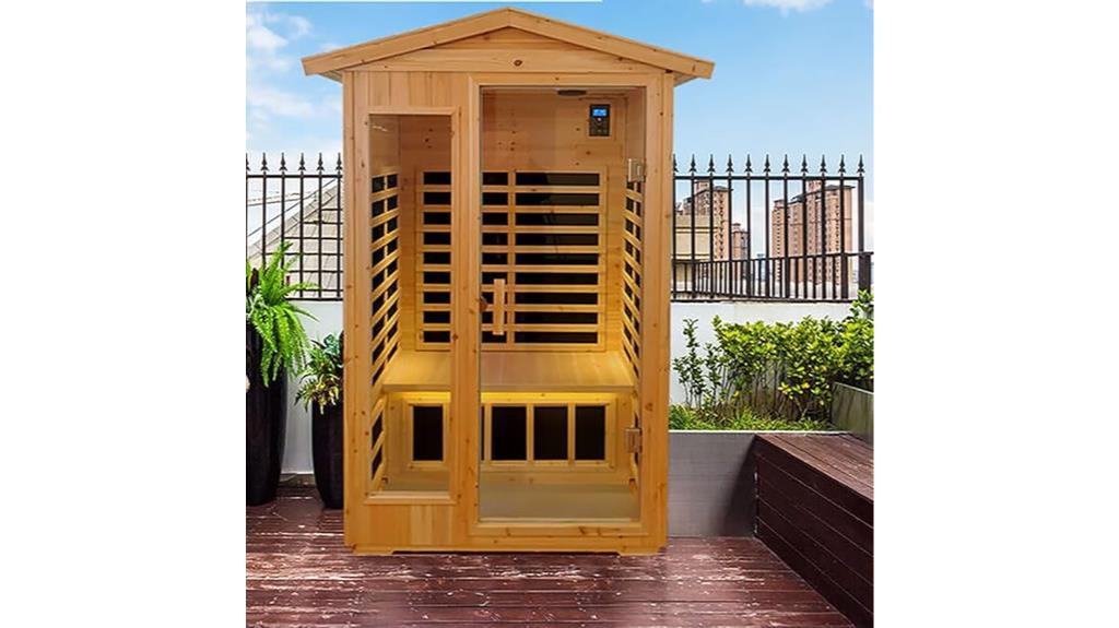 luxurious outdoor wooden sauna