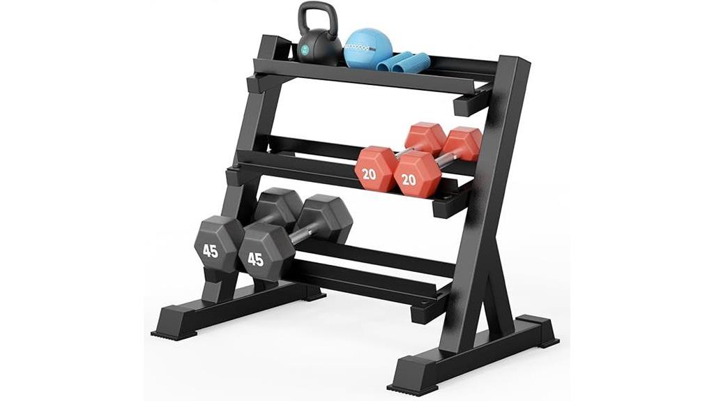 organize dumbbells at home