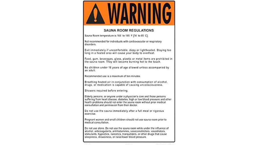 sauna room safety sign