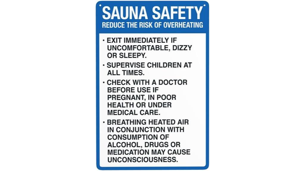 sauna safety aluminum sign